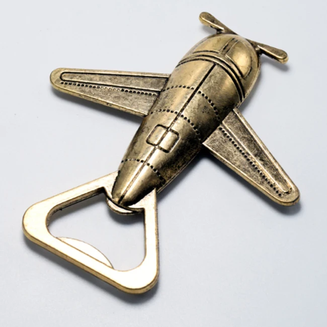 custom Antique Airplane Shape Metal Beer Bottle Opener For Wedding Party Gift Favors Aviation Beer Metal Airplane Openers