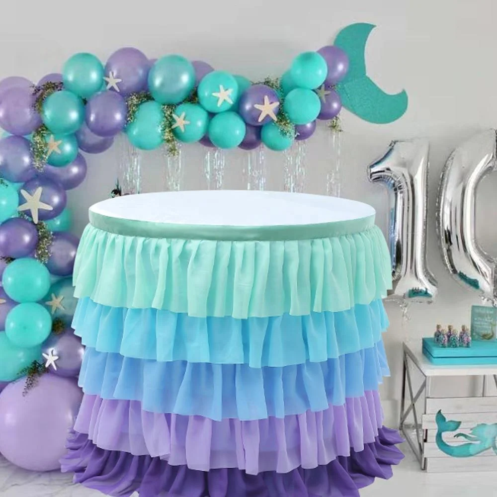 
Drop-Shipping Machine Washable Birthday Party Decorative 5 Layers Wedding Cake Table Skirts Cinderella Table Skirt 
