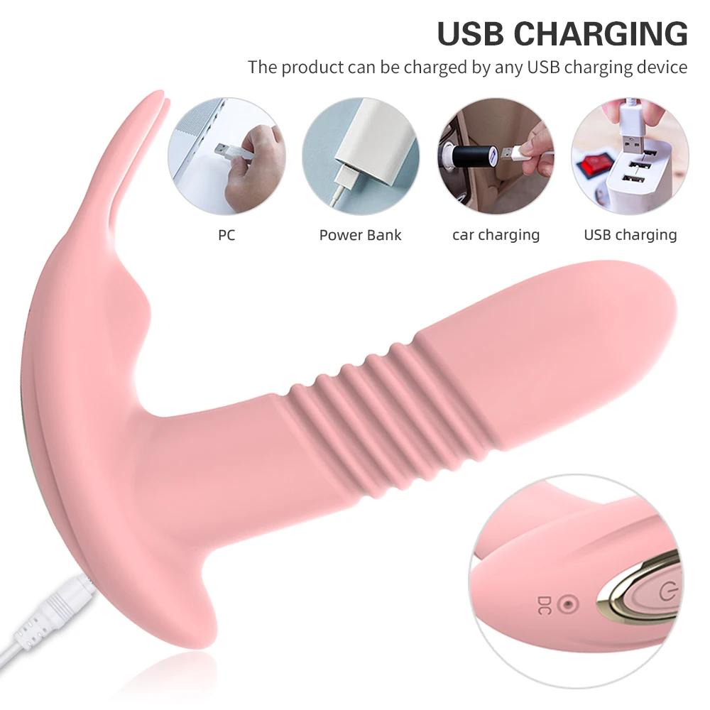 Wearable Remote Control Rabbit Vibrator Telescopic Dildo Vibrators Female Masturbator Erotic Sex Toys Couple