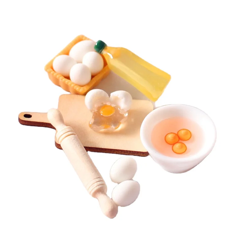1/12 Scale Doll House Miniature Kitchen Food Play Rolling Pin Egg Bowl Olive Oil Cooking Tool