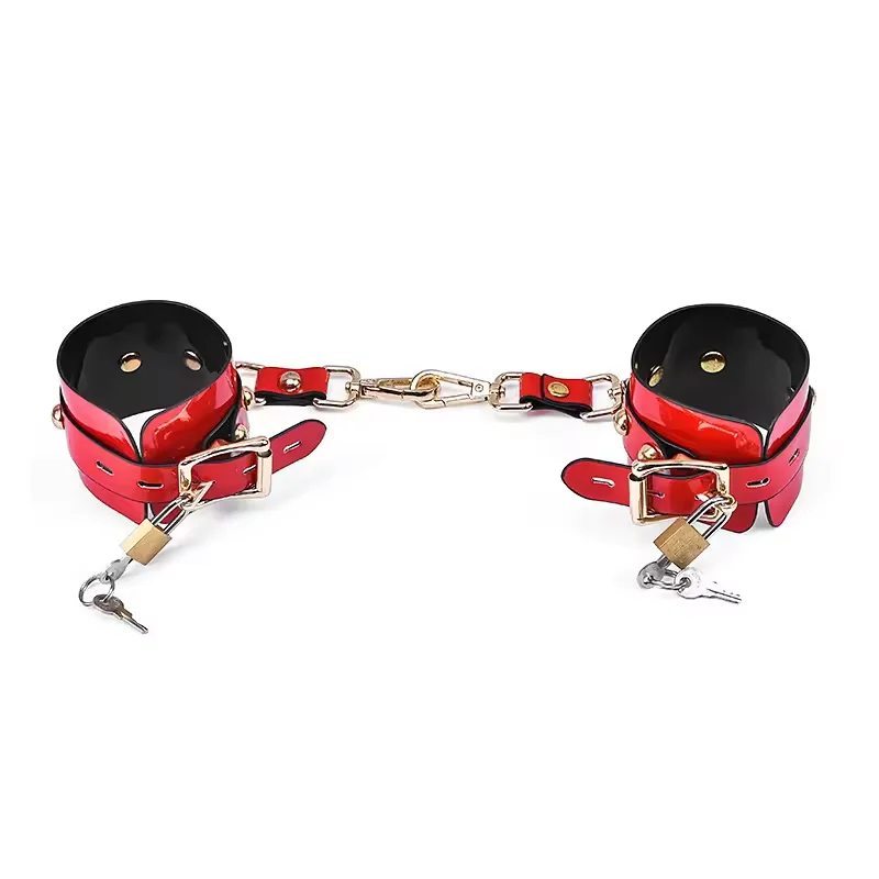 5pcs/set PU leather Erotic SM Restraints Handcuff Ankle Cuffs Collar Sex Toys for woman Flirt Bondage Kit Adult Bed Game Tool