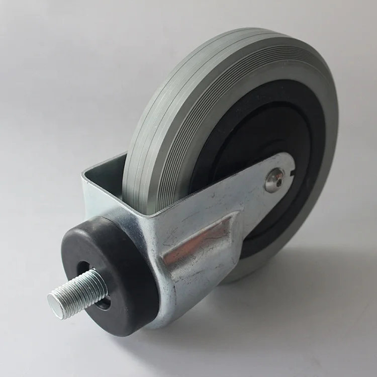 180mm Airport Trolley Handle Luggage Caster Gray Nature Rubber Wheels