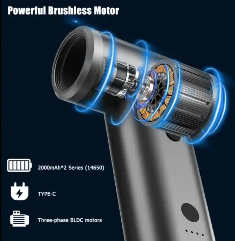 aluminum alloy portable mini car brushless motor jet bbq fan air blower dryer compressed turbo jet air duster