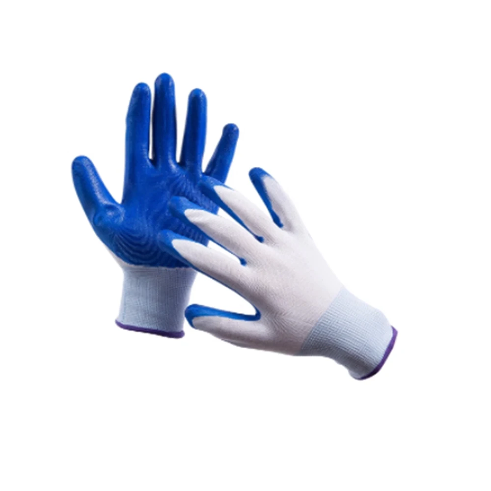 Качественные хлопковые трикотажные противоскользящие защитные рабочие перчатки с латексным покрытием для защиты рук
