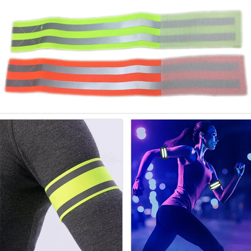 Factory Warning Armband Outdoor Safety Bicycle Pants Hand Leg Sport Reflective Tape Strap For Night Jogging Walking Biking Cycli