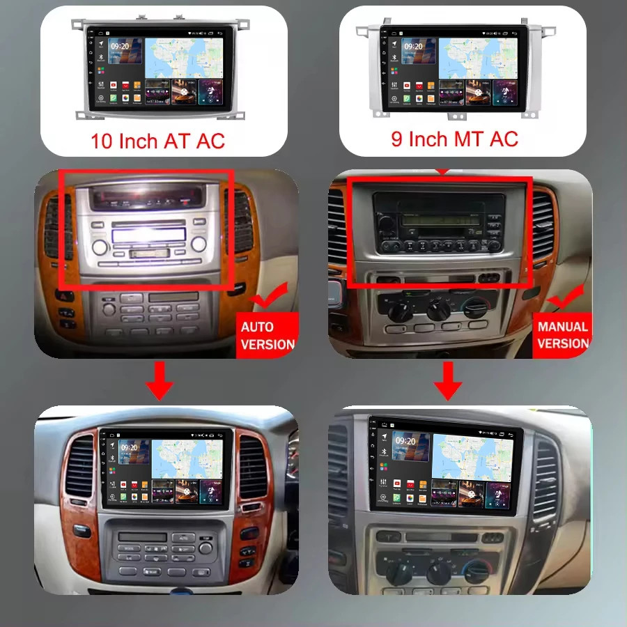 10 Inch Android Car Radio QLED Screen GPS Navigation CarPlay Auto Stereo Video Player For Toyota Land Cruiser  Lc100 2003-2016