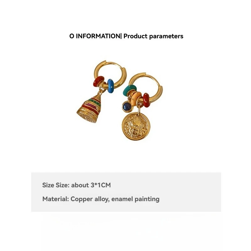 Versatile New Chinese Style Ruyi Persimmon Drop Earrings Simple Fashionable Enamel Stainless Steel for Parties