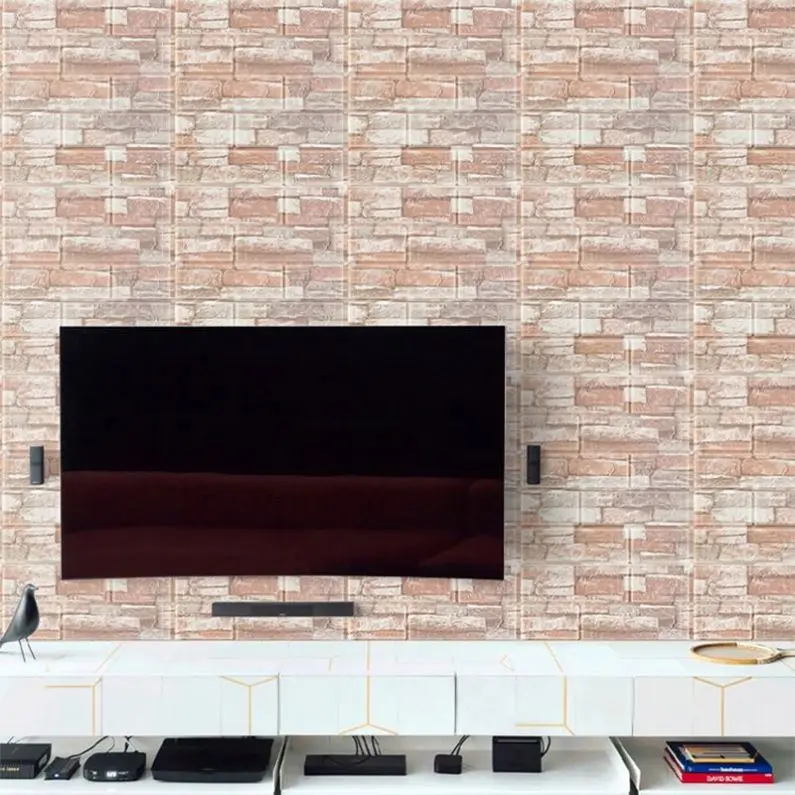 Factory wholesale 3D brick design self-adhesive wallpaper PVC wallpaper home decoration wallpaper