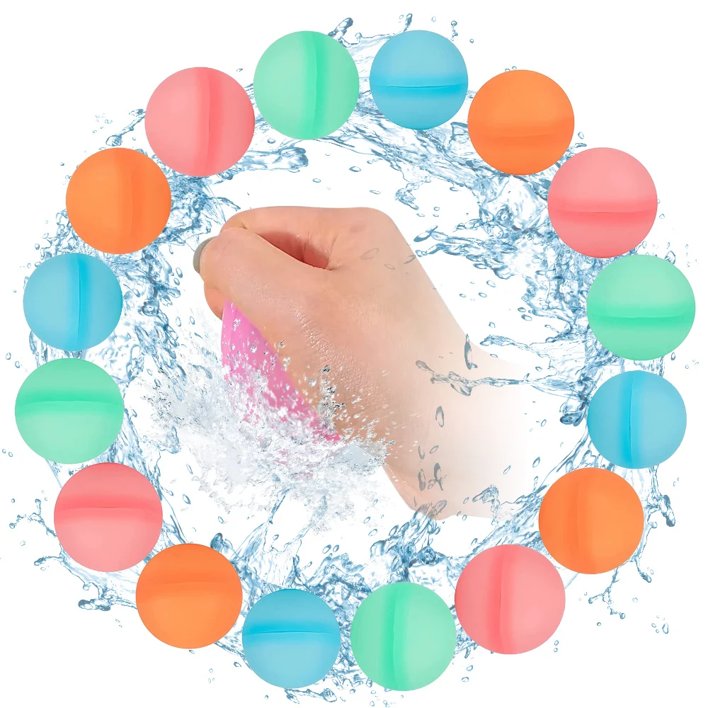 12 8 Pack Summer Reusable Refillable Self Sealing Fast Filling Water Polo Ball Silicone Water Sphere Balloon