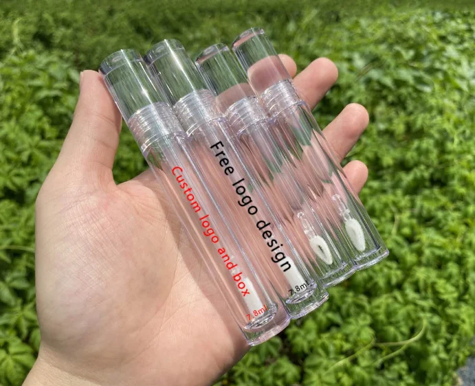 Low MOQ Custom Empty Plastic Round Tube 7.8ml Clear Lip Gloss Tube