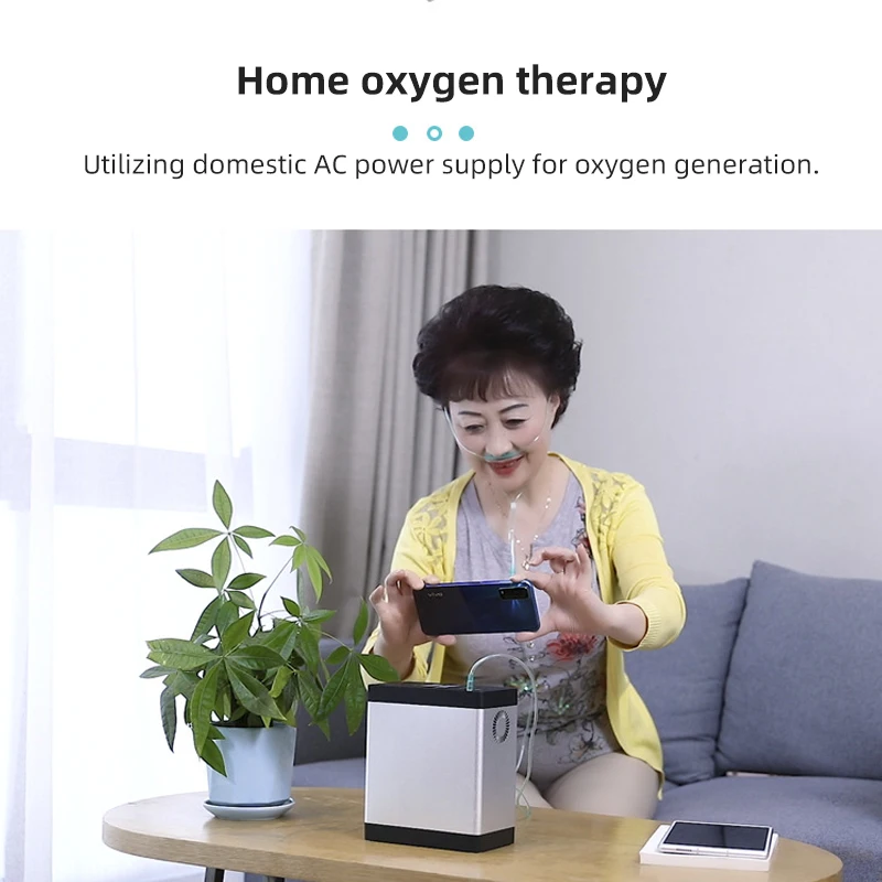 Medical Grade 5L Portable Oxygen Concentrator  Medical portable oxygene concentrator machine  Flowmeter with Humidifier