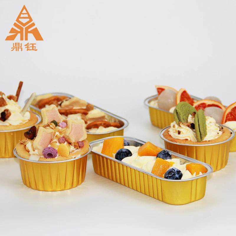 square Mini Container Aluminum Foil Wholesale Cake Packing Disposable OEM 200ml Food Packaging Golden Aluminum Foil Lunch Box