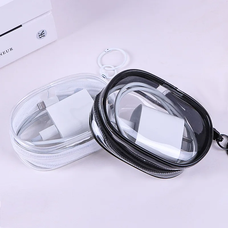 New PVC Data Cable Storage Bag Transparent Multi functional Mini Portable Charger Storage Bag Earphone Storage Box
