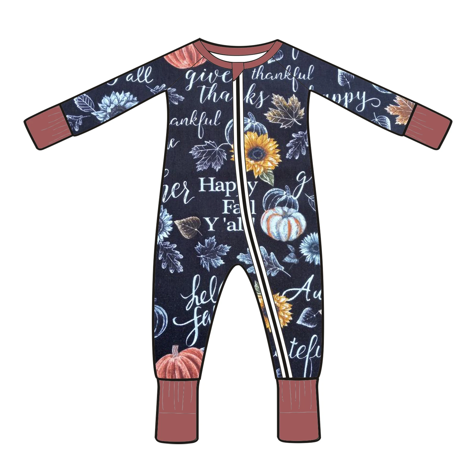 Custom Print Zippy Bamboo Viscose preemie Jumper suit Pajamas Newborn Sleepers Baby Stride Zipper Rompers