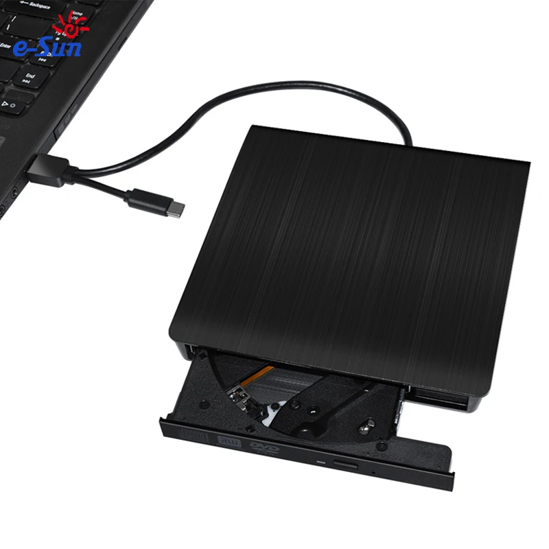 E-Sun новейший 12,7 мм Внешний оптический CD/DVD горелка/привод с USB3.0 & Type C Y-образным кабелем