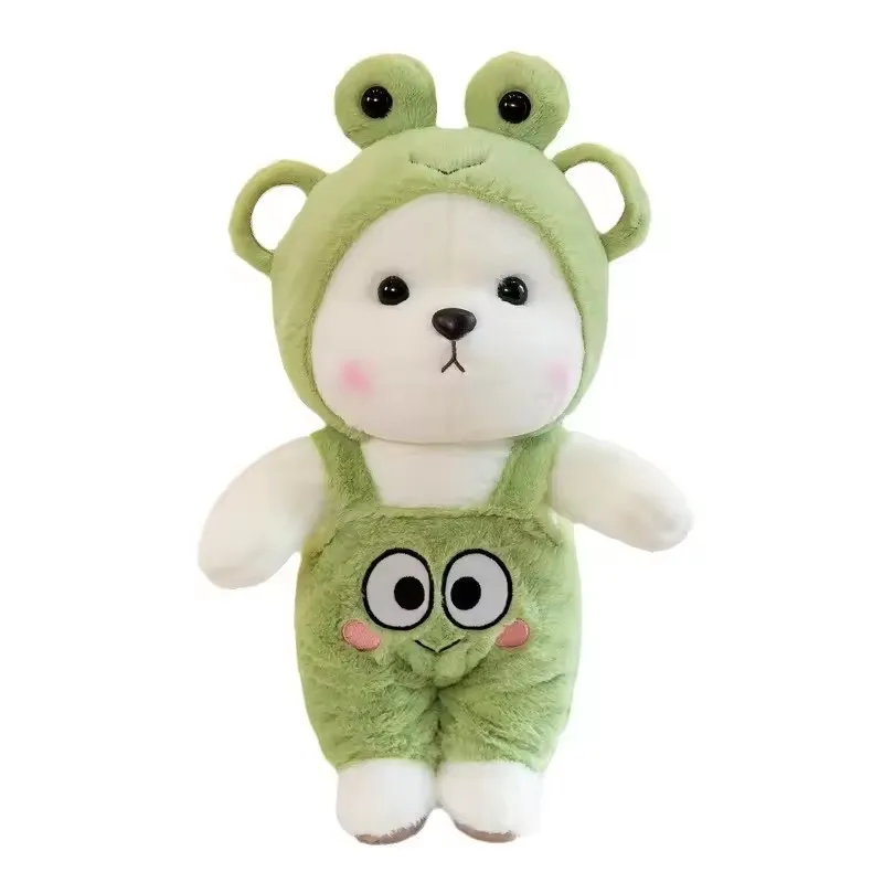wholesale manufacturer custom made plush bear with clothes soft toy Chicken frog design anime stuffed bear with hat and cloth