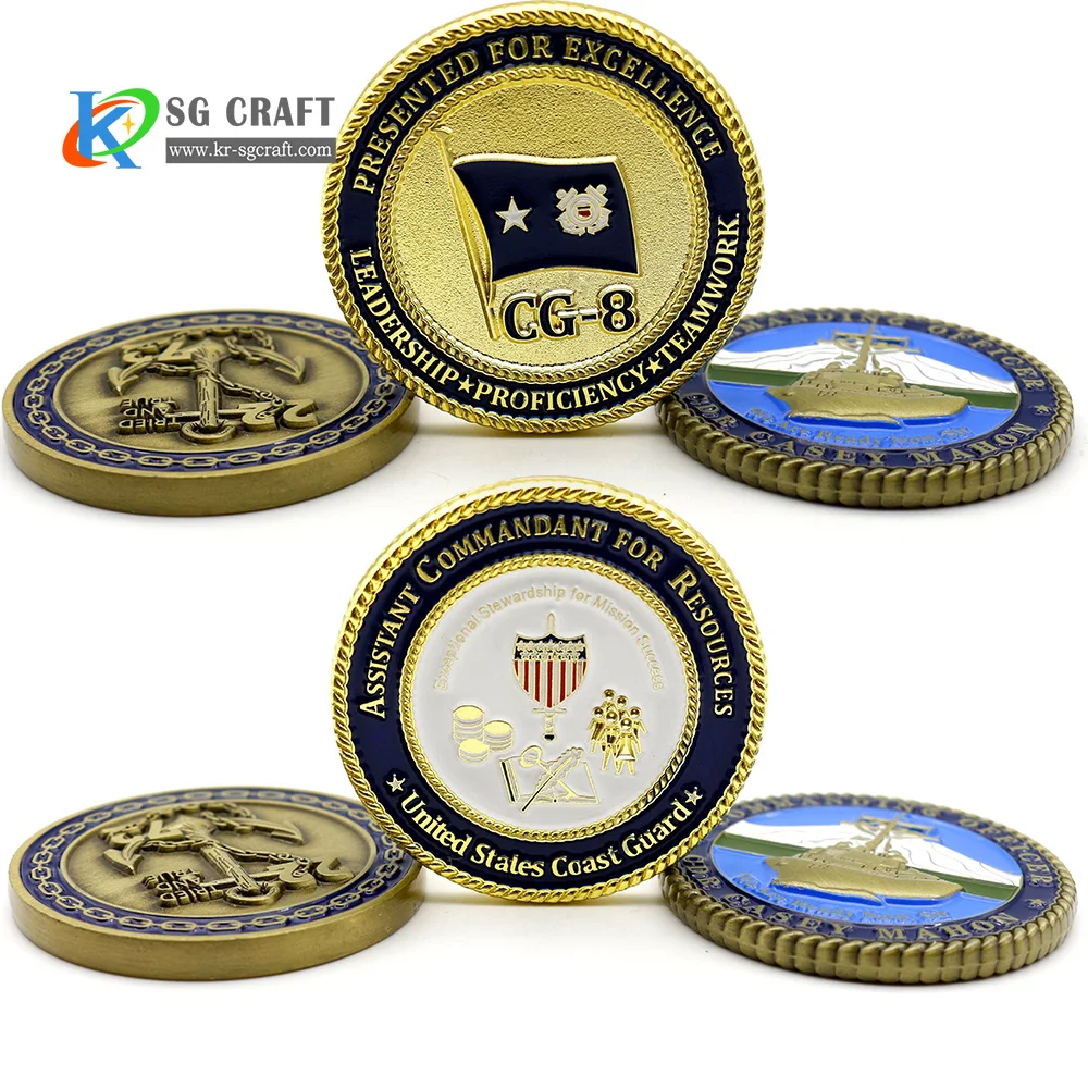 High quality custom metal zinc alloy 3d gold saint st sword law enforcement challenge coins for souvenir