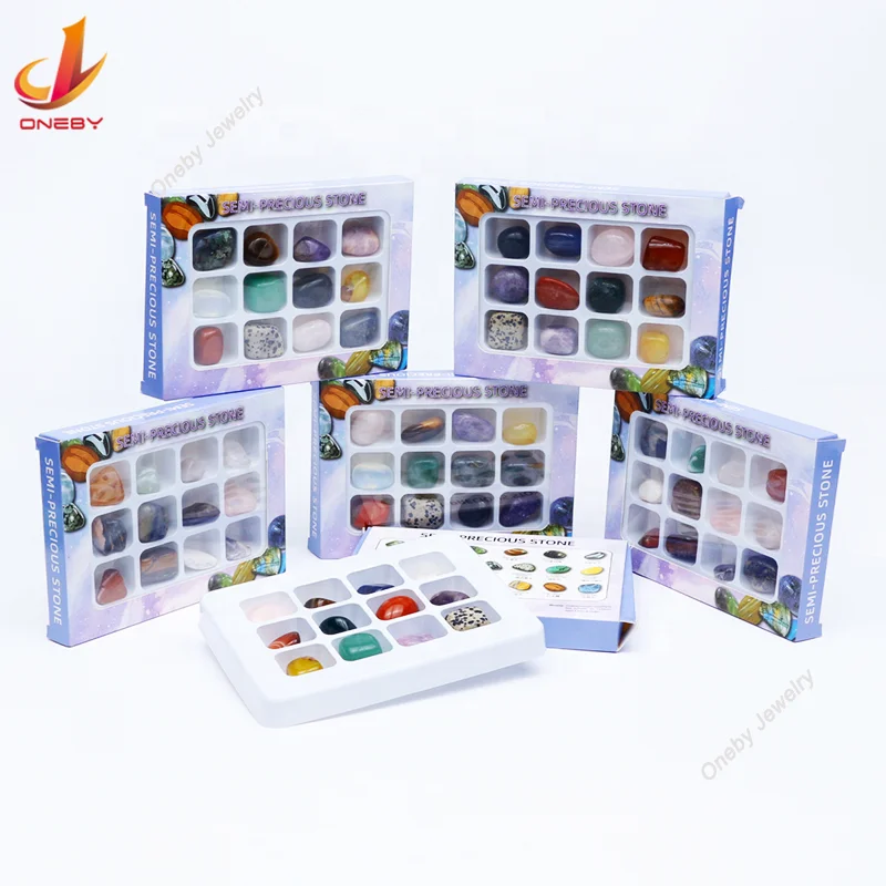 Wholesale bulk natural craft Healing Energy Stone Collection raw Specimens Set mixed stone and crystal teaching product gift box