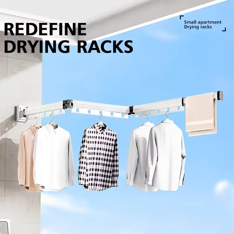High quality modern foldable clothes rack aluminum alloy clothes rack wall mounted extended clothes rack