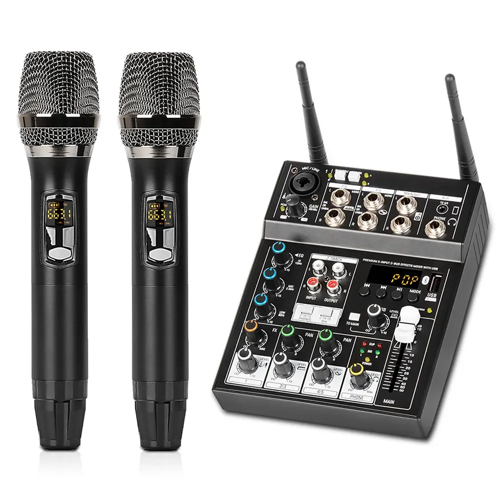 UF6-M Профессиональный 4 канала 48 В USB аудио интерфейс Reverb беспроводной микрофон для KTV