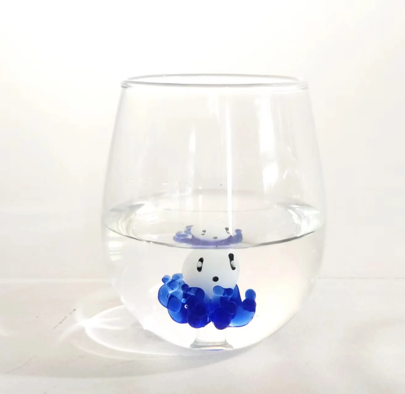 Creative Glass Cup With 3D Ornament Inside Hand Brown Glass Coffee Mug Heat Resistant Tea Cup Glass Mug