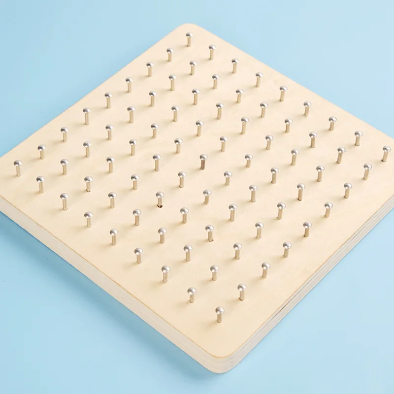 Wooden Geoboard Nail Board Toys Math Chart Toy With Cards