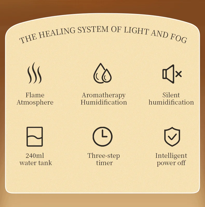 Christmas Gift Best Fireplace Cool Mist Humidifier Whole House Ultrasonic Humidifier 3D Flame Aroma Diffuser For Bedroom