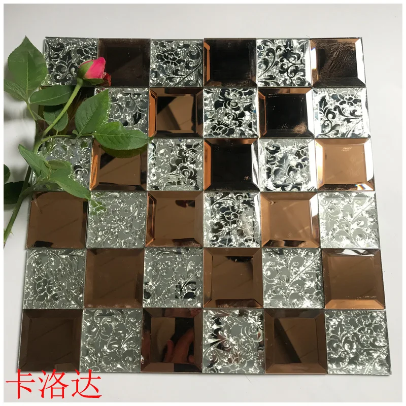 Custom wholesale decorative glass mirror mosaic tile