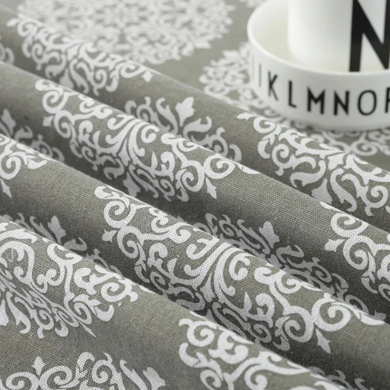 grey vintage printed waterproof flower tablecloth square textured printed tablecloth design for kitchen