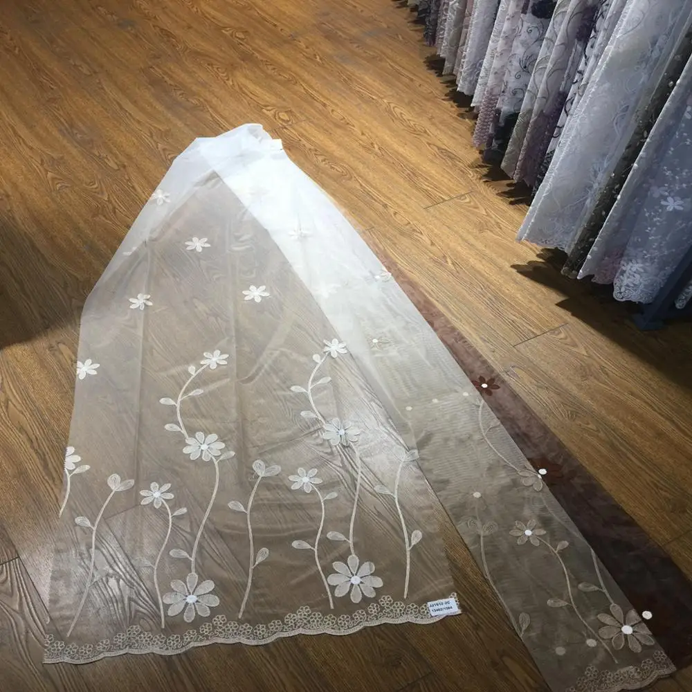 Chain Embroidery Mesh Fabric Roll Tulle for Window Fabric Customized Woven 100% Polyester
