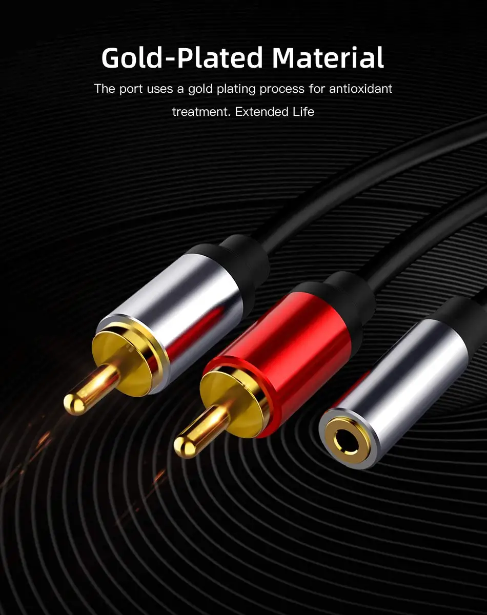 Hot selling av cable 3.5mm to 2RCA jack audio cable  computer TV speaker connection cable