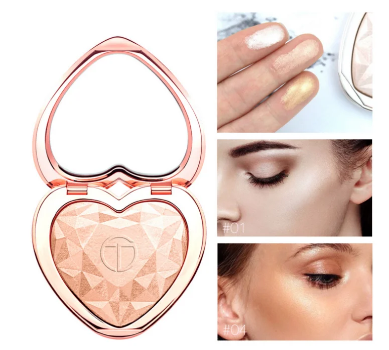 2019 explosion heart-shaped 5-color private label concealer makeup powder with mirror
