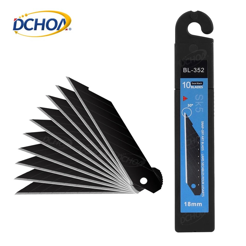 DCHOA Wholesale Stainless Steel 10pcs 18mm Snap Off Utility Cutter Knife Blade for Knife Cutter