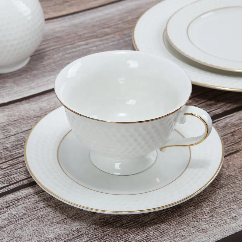 Gold Rim Dinnerware Sets New Bone China Ceramic Dinner Plates