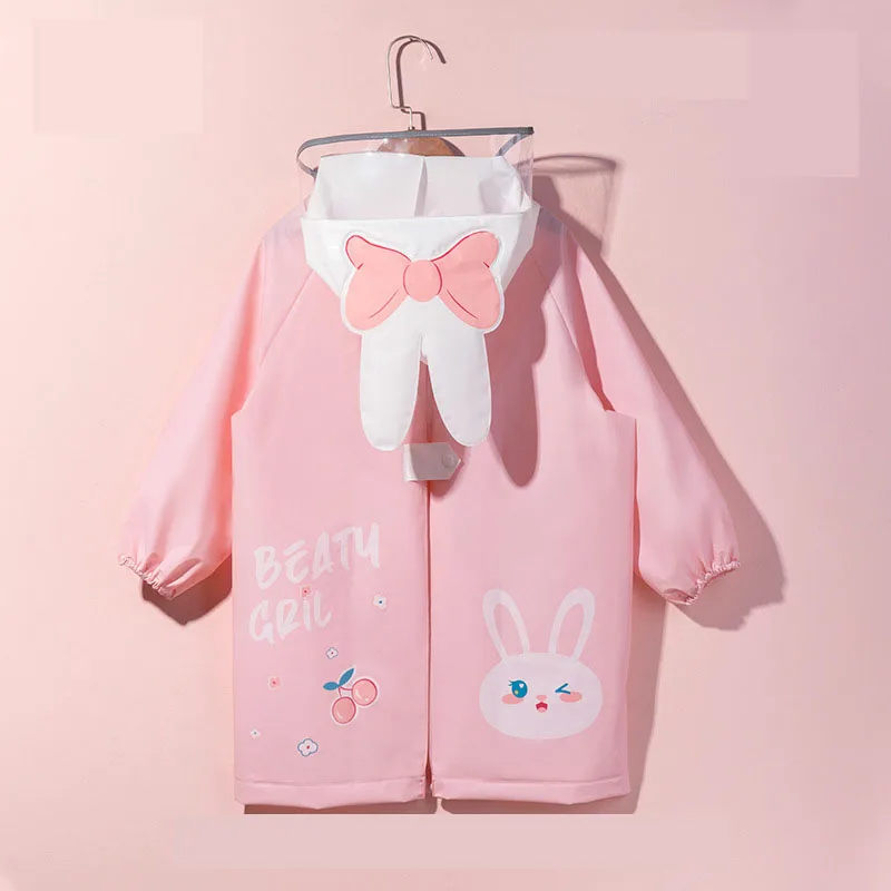 Cute cartoon indoor and outdoor waterproof rabbit poncho girls kindergarten large brim raincoat