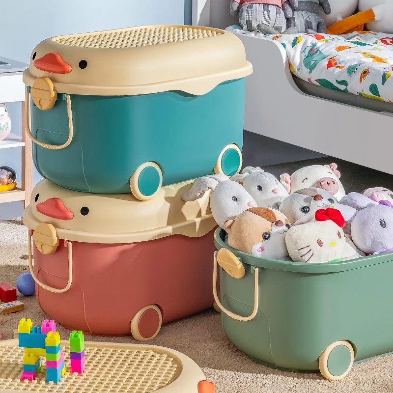 OEM Customized Cartoon Appearance Lovely Duck storage Box Large size Kid toys organizer Bin Used for children to form habit