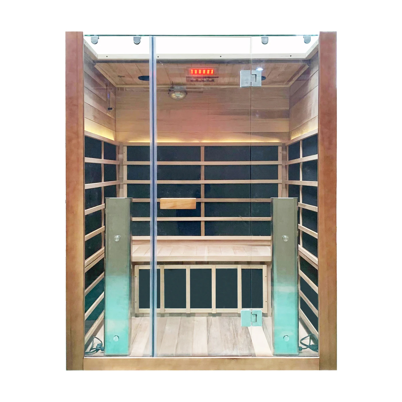 Best seller 2 people red cedar infrared sauna room low emf carbon heater sauna house with glass roof
