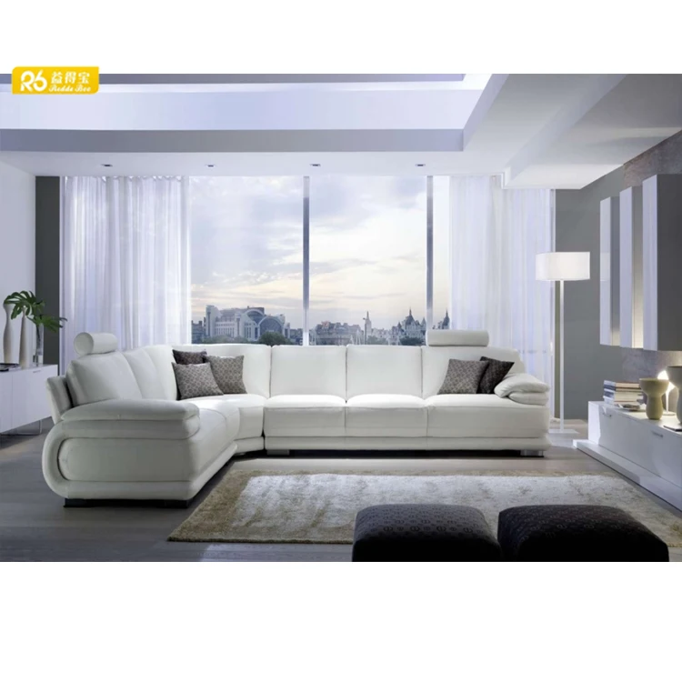 Living room white leather corner sofa designs 711