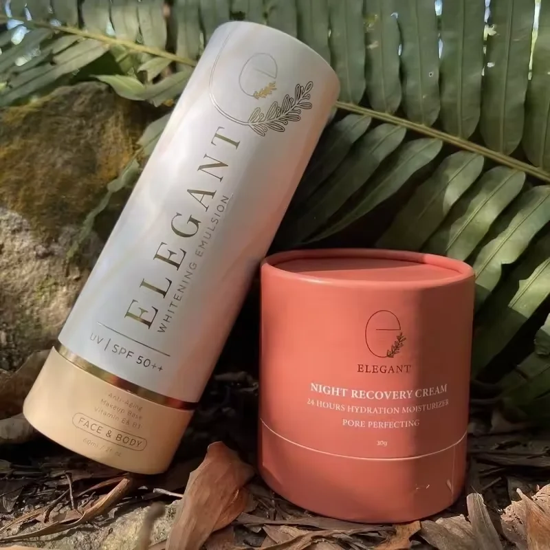 Eco-friendly Exquisite Eva Gold Stamping Custom Logo cardboard Paper tube With Pink lid For perfume Cosmetic packaging wholesale