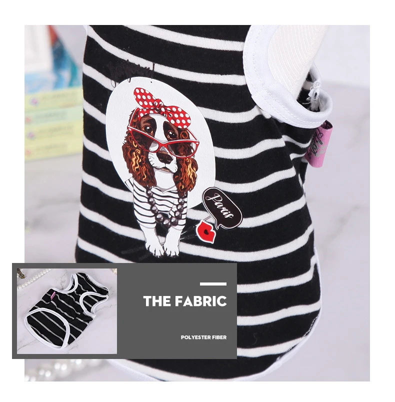Spring summer striped cartoon printing sunscreen comfortable thin section breathable pet puppy vest dog cat clothes wholesale