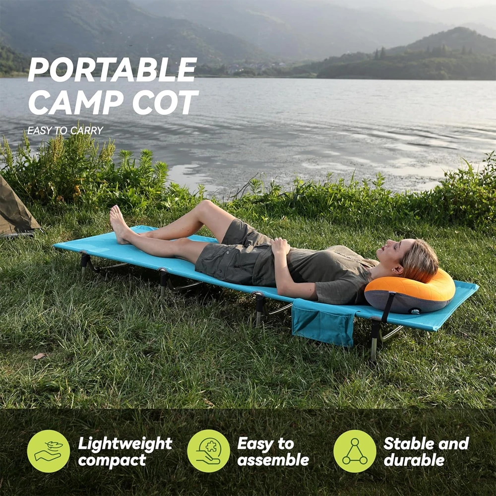 Lightweight Aluminium Picnic Bed Single Tent Cots Compact Portable Folding Camping Bed