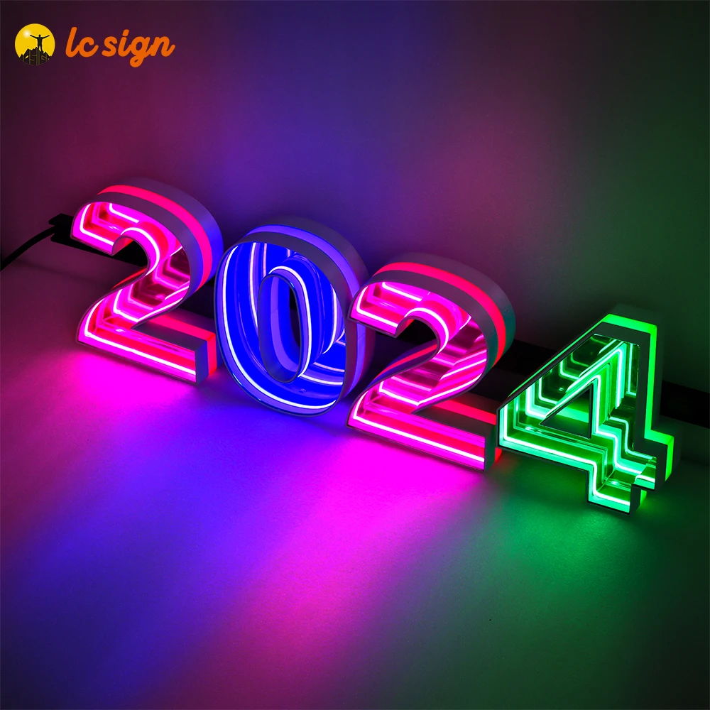 3D art advertising infinity mirror sign  Melaleuca mirror abyss mirror infinity neon letter sign