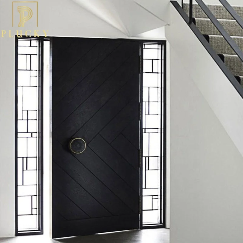 Modern design exterior pivot solid wood front door timber entry pivot door 