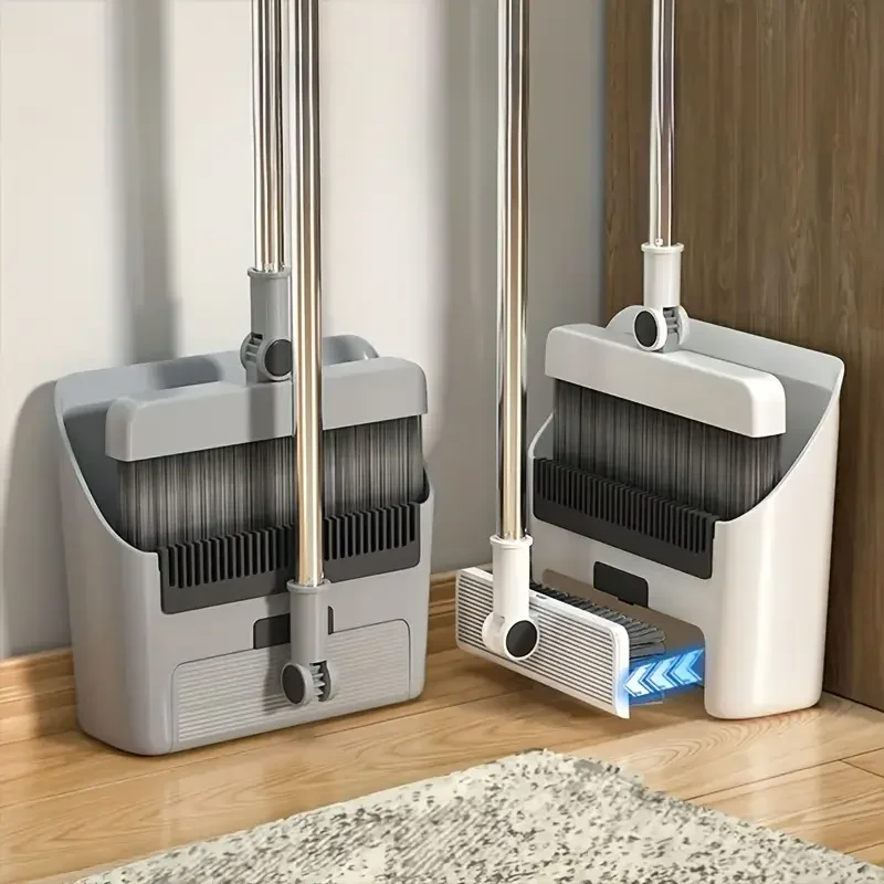 3 In 1 Home Cleaning Floor Foldable Broom And Dustpan Set Push Broom Long Handle Magic Broom Dustpan Combo