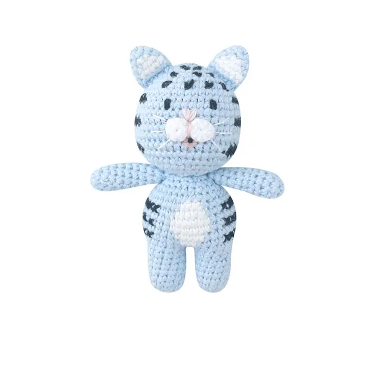 Handmade Crochet Knitting Baby Rattle Doll Gifts Animals Cotton Stuffed Soft Infant Teething Toys Knit Cuddle Toys Hand Woven