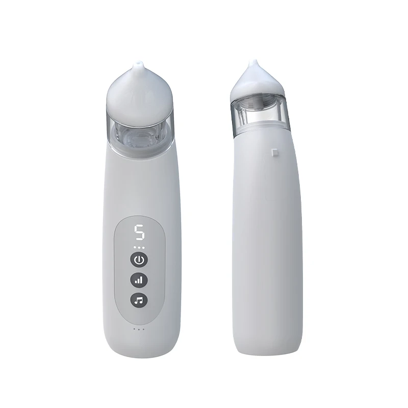 Portable 65kpa Built-in Music & Light Soothing 5 Suction Levels Newborn Nose Sucker Food Grade Baby Nasal Aspirator for toddlers