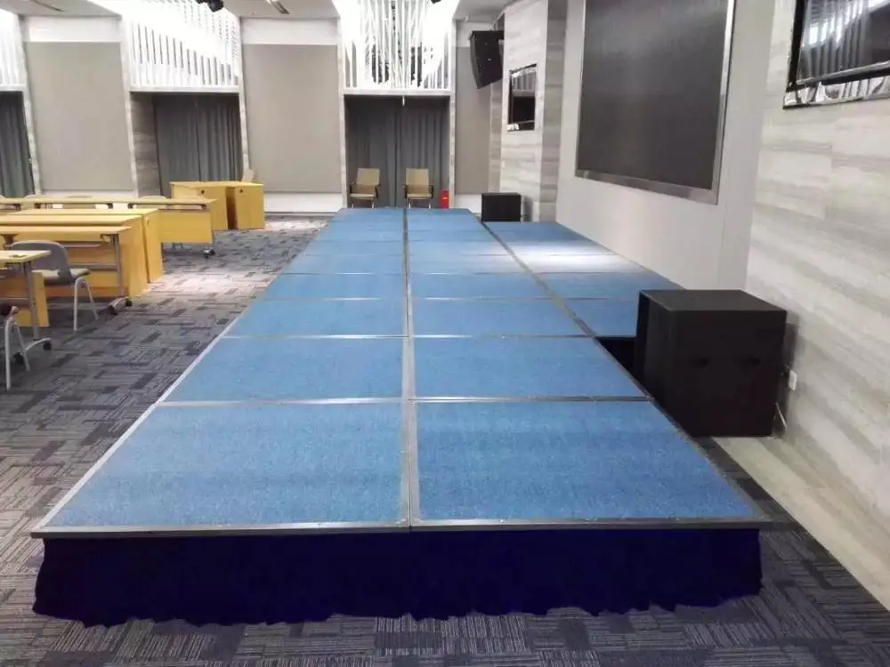 
Sturdy And Durable Carpet Fabric Foldable Metal Movable Event Mobile Stage for party event 