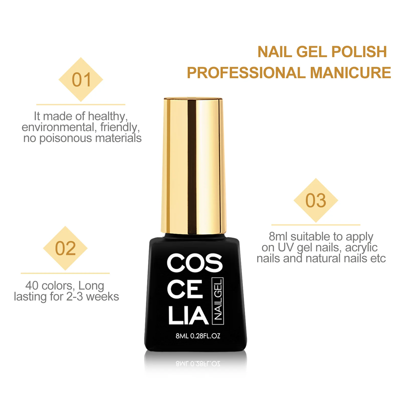 Gel Polish Various Color 8ml Wholesale Salon Supplies Soak Off UV LED Nail Gel Polish Factory Manufacture Private Label OEM