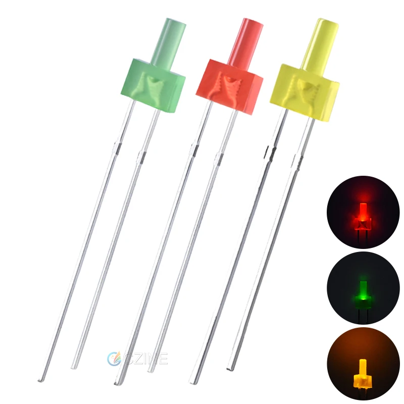 Cznelight, бесплатный образец, высокая Плоская верхняя головка для сосков, диффузный красный желтый зеленый 2 мм светодиодный Диод для освещения туалета