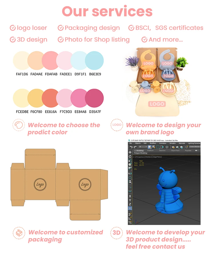 Baby Led Weaning Supplies Silicone Baby Bpa Free Food Grade Kids Dinnerware Utensils Silicone 10 Pcs Baby Set Feeding